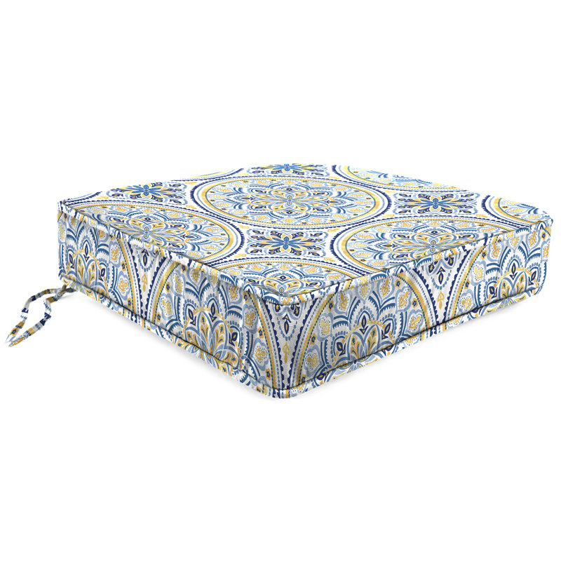 22.5" x 22.5" Outdoor Deep Seat Cushion with Ties and Welt, Castille Multicolor