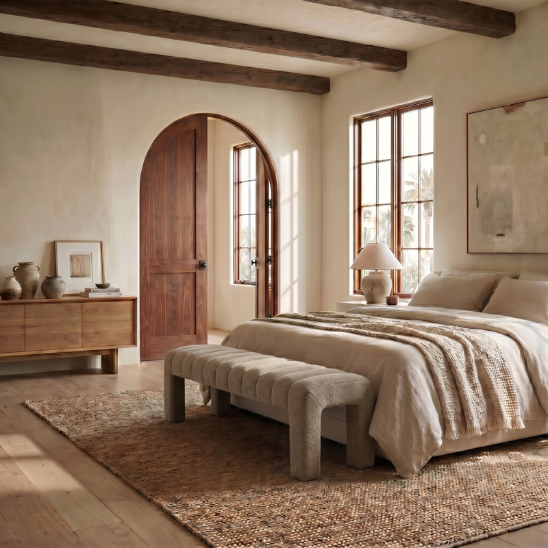 Bellisima Upholstered Bench, Taupe Boucle