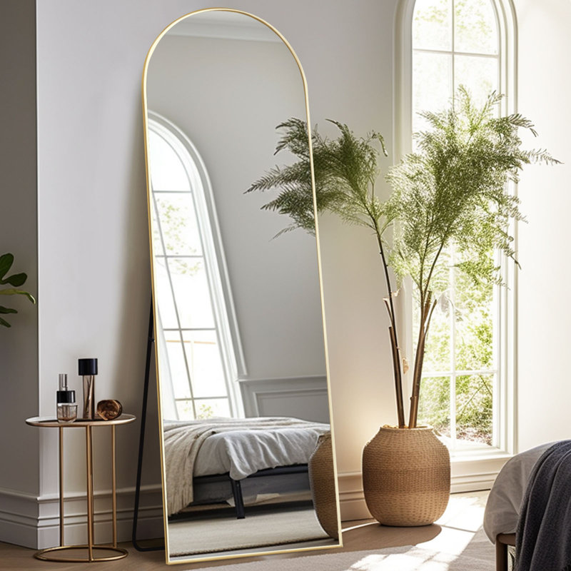 Aluminium Arch Mirror, Gold, 179 cm H x 65 cm W