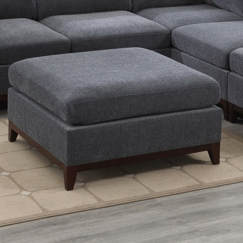Repose-pieds modulaire en tissu de chenille cendré