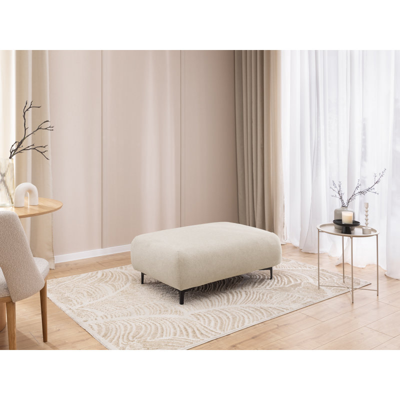 Footstool Cardea In A Design, Made Of Soft Textured Fabric With High Seating Comfort, Beige