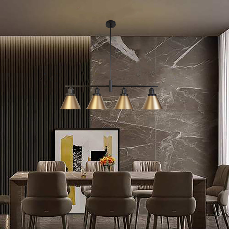 Luminaire suspendu en forme de cône pour îlot de cuisine à 4 lumières Binningup