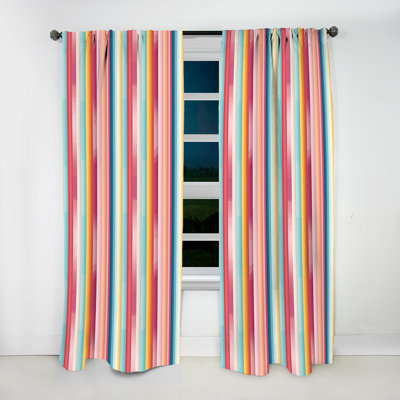 Rainbow Colors Candyland Stripes I - Modern Velvet Curtain - Room Darkening - 1 Panel