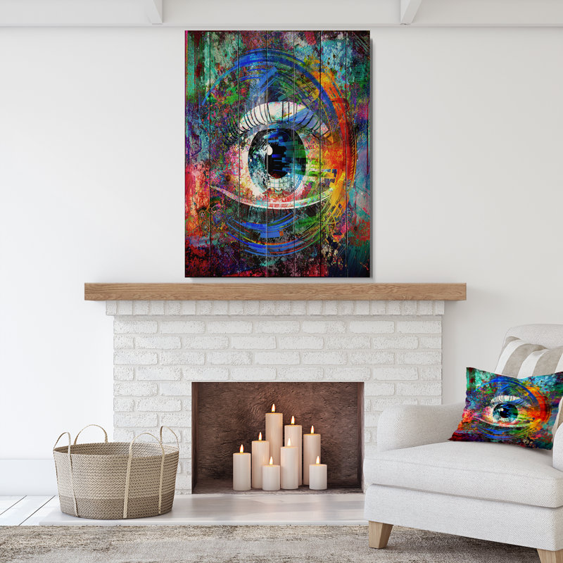 « magic eye over abstract design », impression, H 20 po x l 15 po x P 0,78 po, Bois