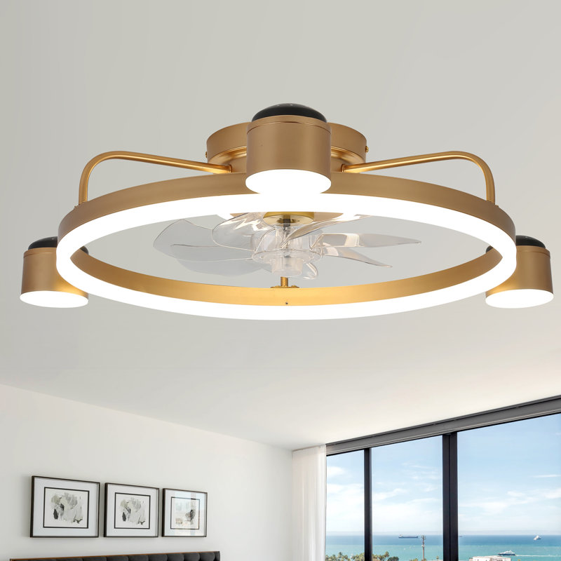 Ventilateur de plafond encastré à profil bas de 28 pouces avec éclairage APP Amatury, luminaire étoilé à intensité variable