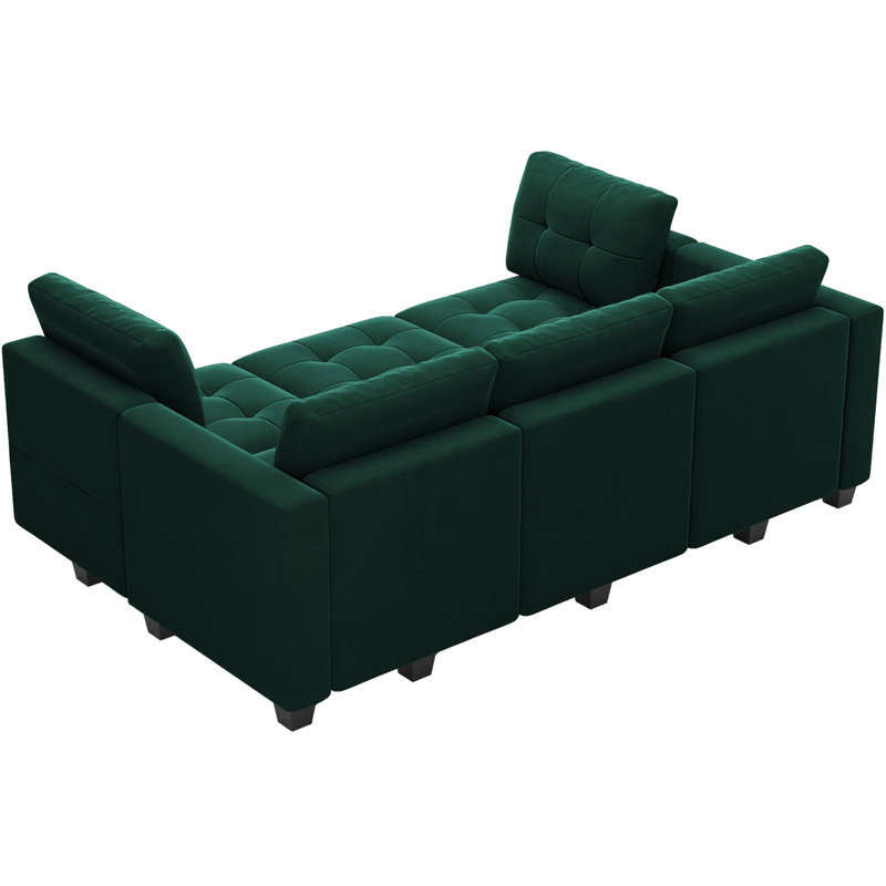Canapé modulaire rembourré 7 pièces Soneson, Velours vert