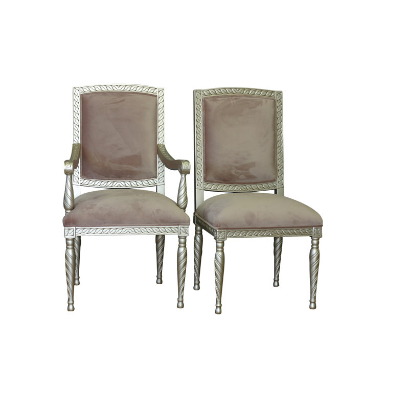 Chaise avec accoudoirs rembourrée Maegan en rose