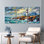 Phare de vagues océanes, ensemble de 3 reproductions d'art sur toile tendues sur toile