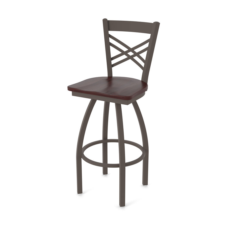 Tabouret tournant 820 Catalina, Bronze, Bois - Érable cerise foncée, Très grand (assise de 36 po de hauteur)