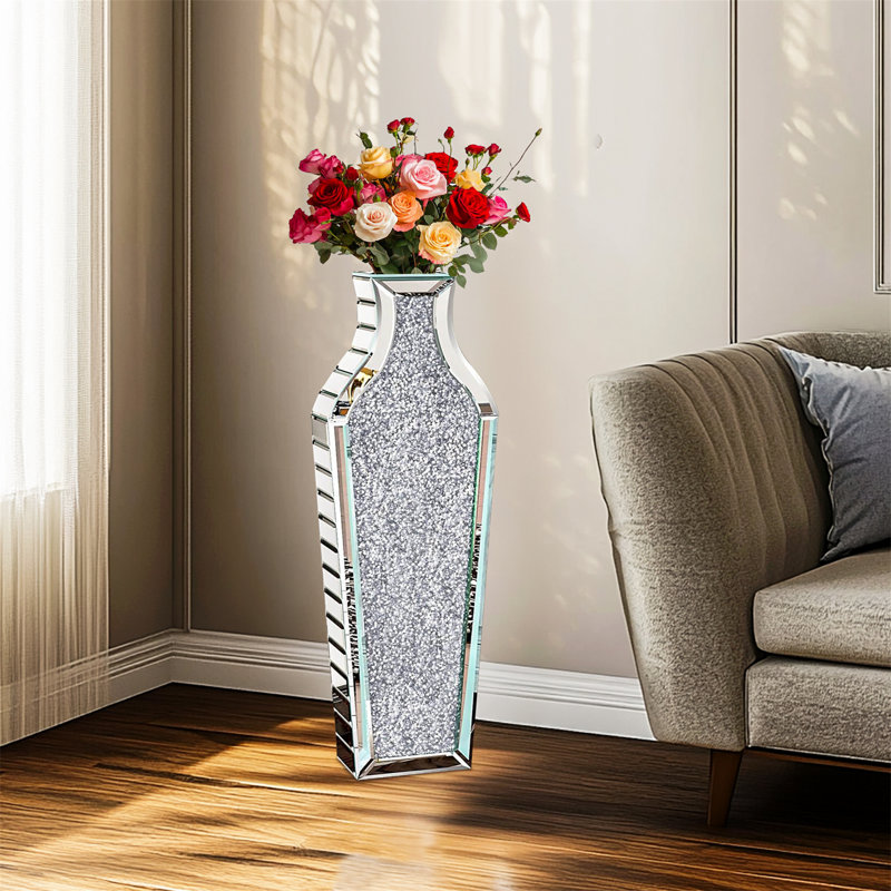 Vase de plancher en cristal argenté
