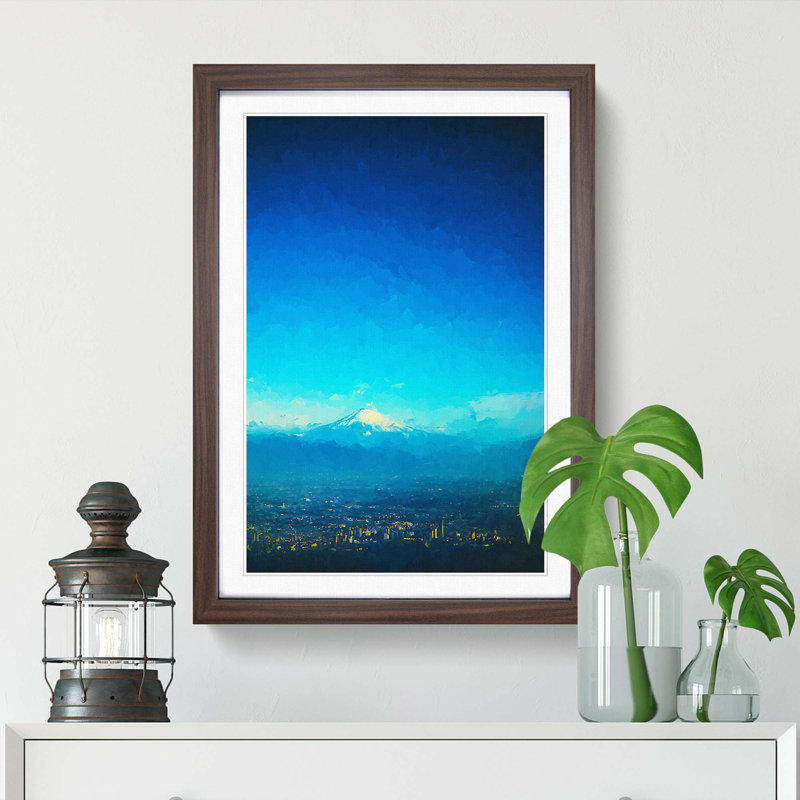 View of Mount Fuji in Abstract - Picture Frame Graphic Art Print, Walnut, 91cm H x 60cm W x 2cm D