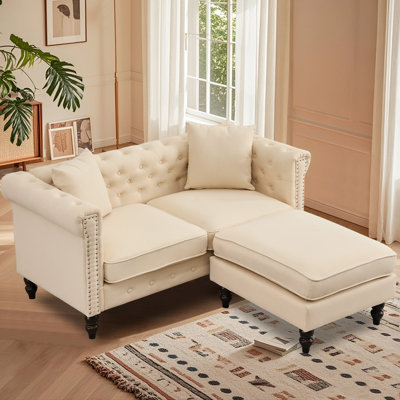 Canapé Chesterfield 62 "rembourré avec repose-pieds