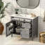 Meuble-lavabo de 36 po avec lavabo supérieur, meuble-lavabo moderne avec 2 tiroirs et tiroir escamotable, meuble-lavabo simple-118592832