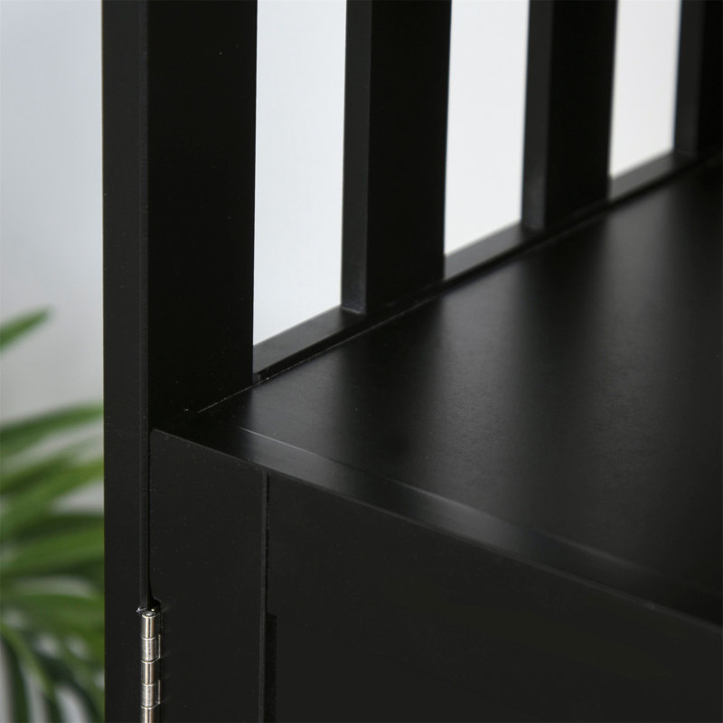 Sideboard Buffet Cabinet, Modern Kitchen Cabinet, Coffee Bar Cabinet With 2-Level Shelf And Open Compartment, Black