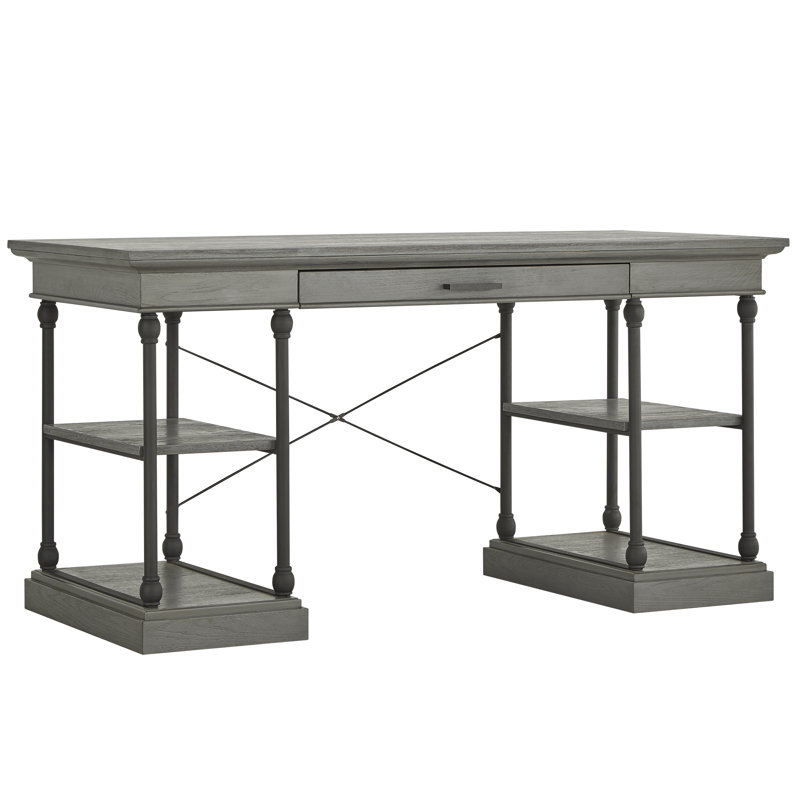 Bureau en bois massif Kyler, Gris