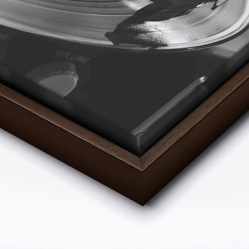 Disque vinyle plat, Canvas, 16"H x 20"W, Brown Framed