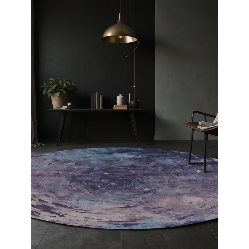 Tapis mauve soyeux et moelleux, Rond 6 pi