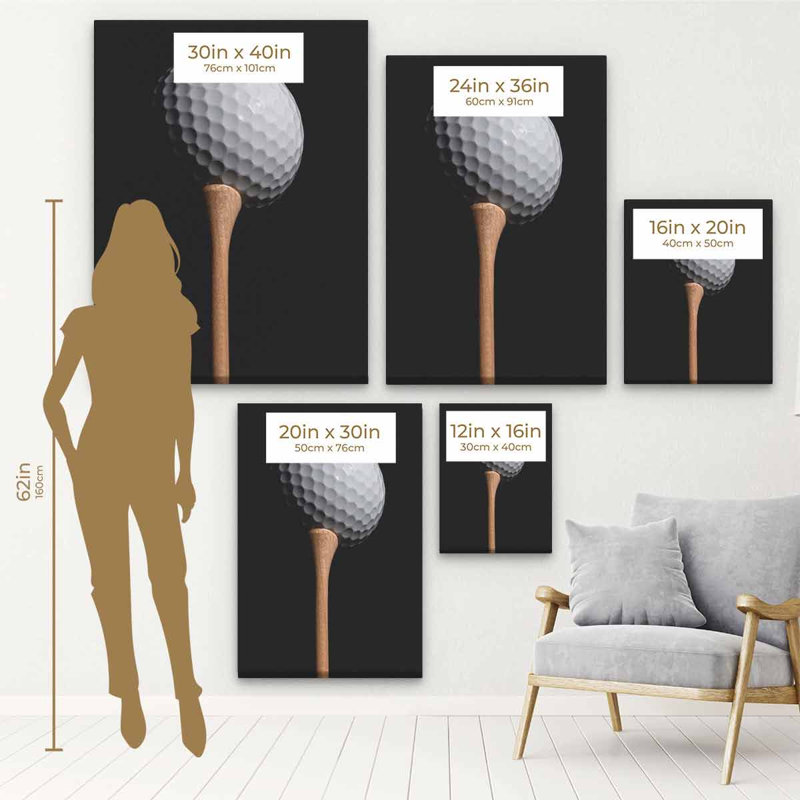 Fida, golf noir sur toile, H 16 po x l 12 po, Cadre noir