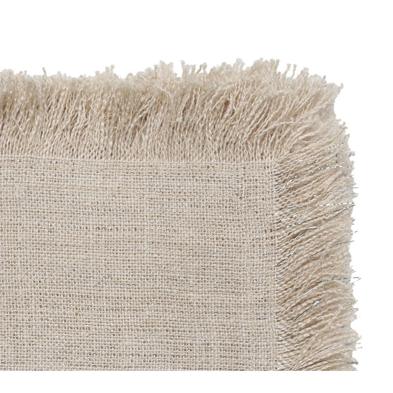 Fringe Linen Napkin, Natural/Silver