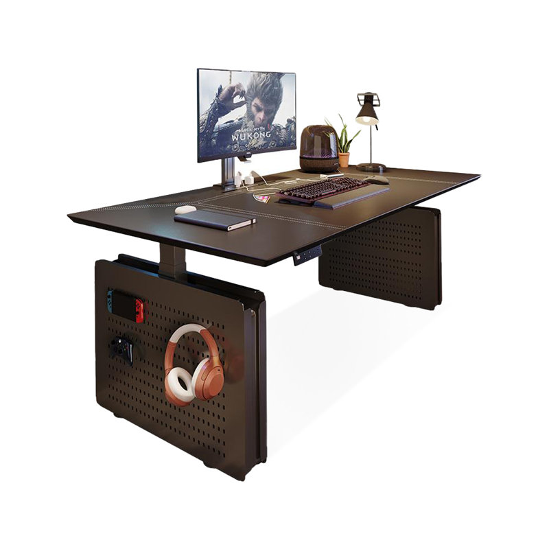 Bureaux noirs rectangulaires réglables en bois massif, H 23,62 po x l 70,87 po x P 31,5 po