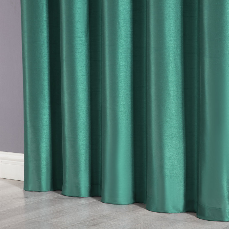Royale Room Darkening Curtain Pair, Green/Silver