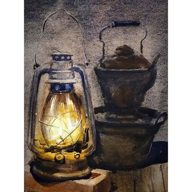Peinture de lanterne | Aquarelle sur papier | Pour la décoration murale
