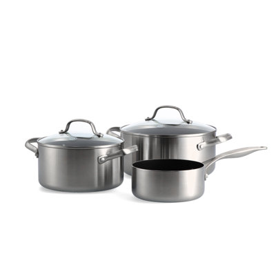 Greenpan Geneva 3 Piece Set. 16cm Saucepan, 20cm/3.11l Casserole, 24cm/4.78l Casserole