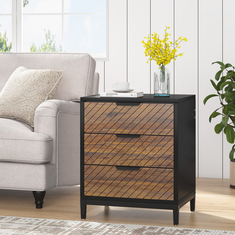 Ladrick 19.69'' W Nightstand, Rustic Brown/Black