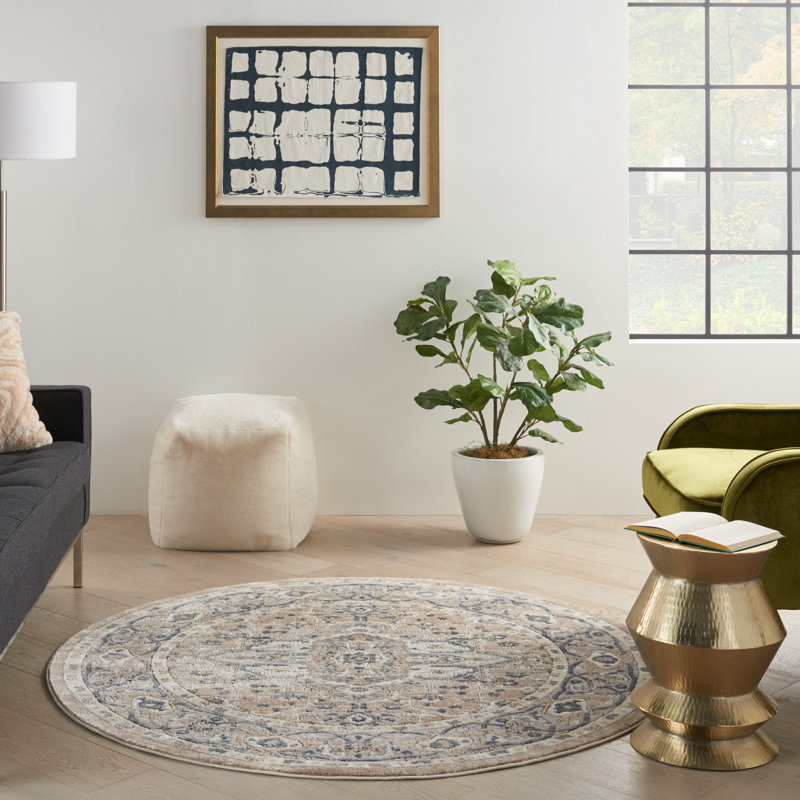 Jurado Oriental Beige/Gray Area Rug, Round 7'10"