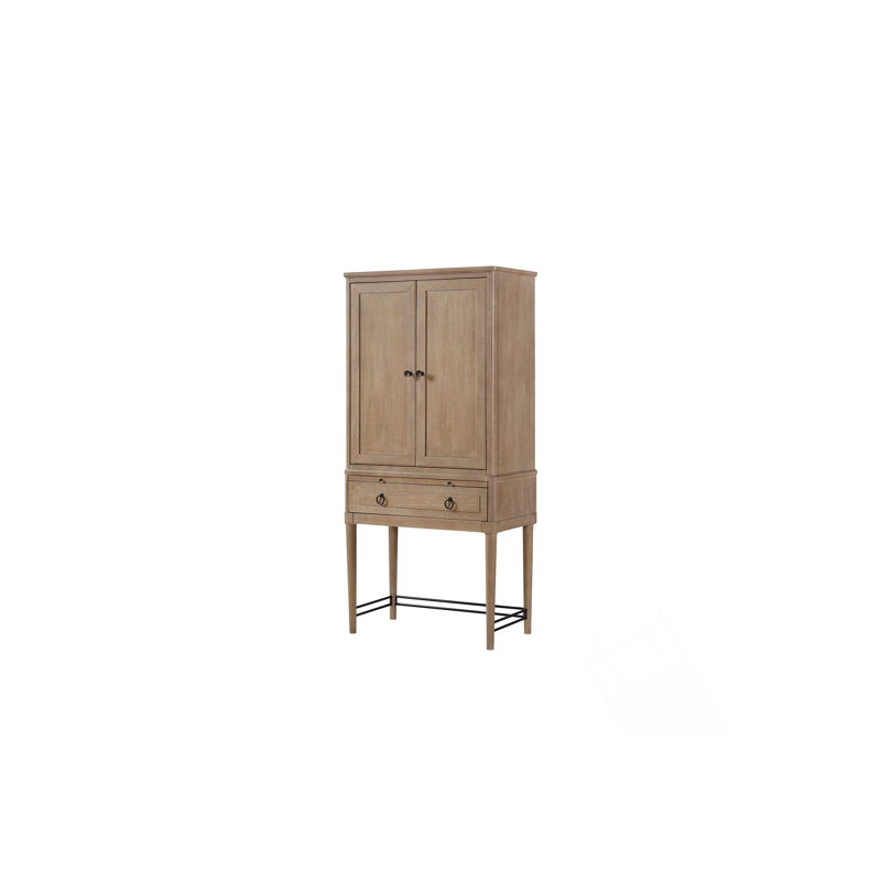 Bar avec rangement pour le vin, porte-verre et plateau coulissant