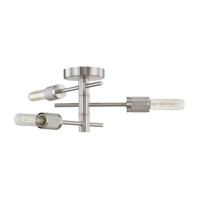 Module 15'' Wide 3-Light Semi Flush Mount - Satin Nickel