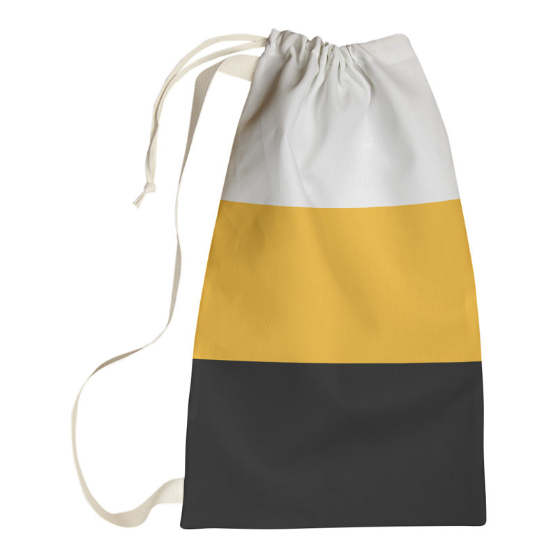 Fabric Laundry Bag with Handles, 36" H x 28" W x 1.5" D, White/Pittsburgh Gold/Black