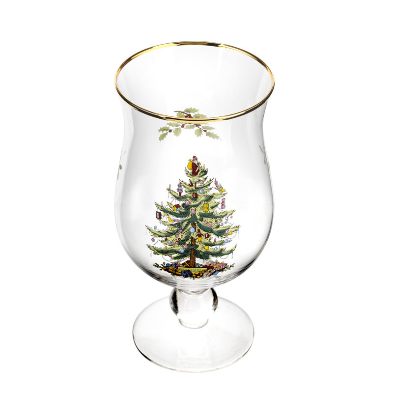 Spode Christmas Tree Tulip Glasses 17 Oz