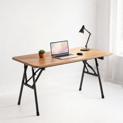 Table pliante, bureau pliable polyvalent moderne avec structure en métal robuste, plateau de table imperméable et résistant aux égratignures, table de travail portative facile à assembler pour le bureau personnel, le bureau, la salle à manger et le salon