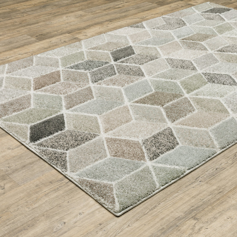 Tapis noir et gris à tissage mécanique 5 pi x 8 pi