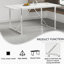 Table de salle à manger rectangulaire blanche rétro de 55 pouces à grain blanc, équipée d'un plateau en panneau de fibres à densité moyenne de 1,57 pouce d'épaisseur et de pieds en métal blanc.