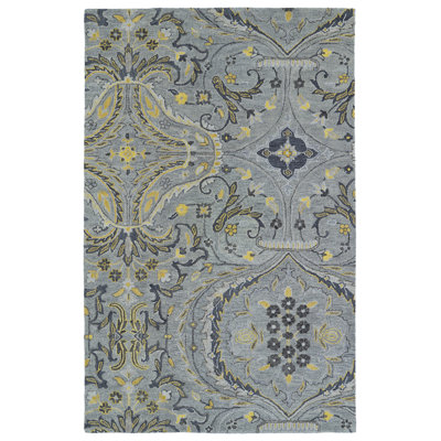 Floral Hand Knotted Rectangle 12' x 15' Wool Area Rug in Gold/Gray -  Darby Home Co, 521F4EECB73A43128AA7244866E81EED