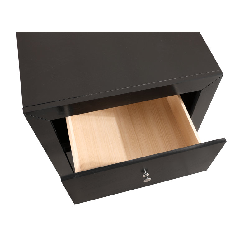Riliegh Nightstand Bedside Table Bedroom End Tables Wood Nightstand Mid Century Modern Nightstand, Black