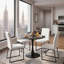 5-Piece Round Dining Table Set for 4, 31.5" Faux Marble Table with 4 Black Chairs-133448656-133448655