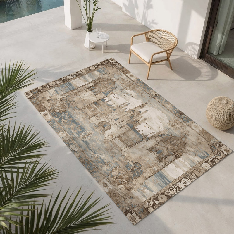 Bannered Hall Indoor And Outdoor Area Rug, Rectangle 3' x 5'