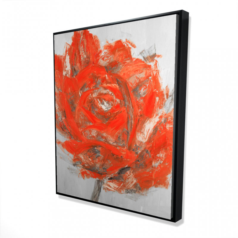 Abstract Red Flower Print On Canvas