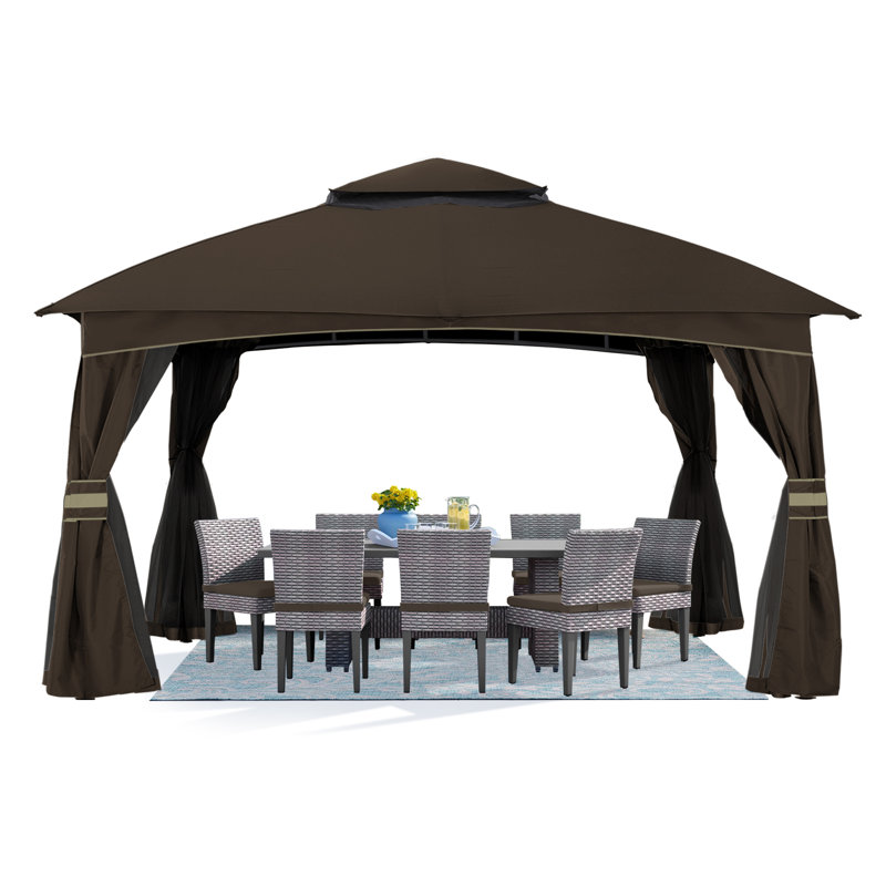 Steel Patio The Soft Roof Gazebos, Brown, 110" H x 108" W x 108" D