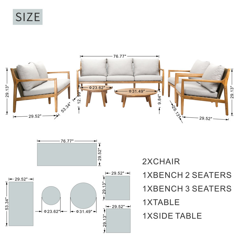 6 Piece Sofa Seating Group With Cushions