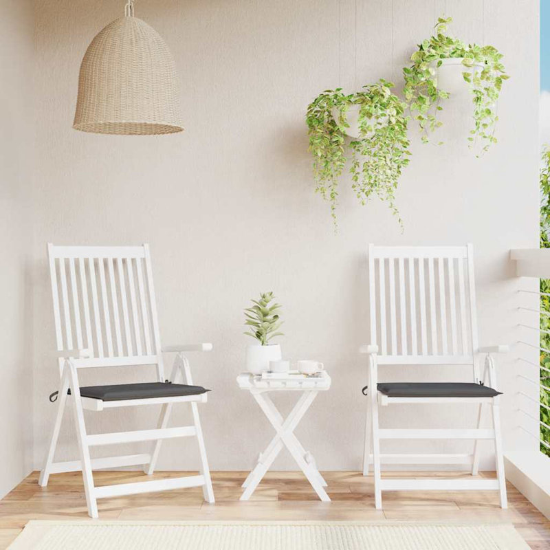 Ensemble de 2 coussins de chaise 100% polyester anthracite Oxford, H 19,7 po x l 19,7 po x P 1,6 po, Polyester - anthracite