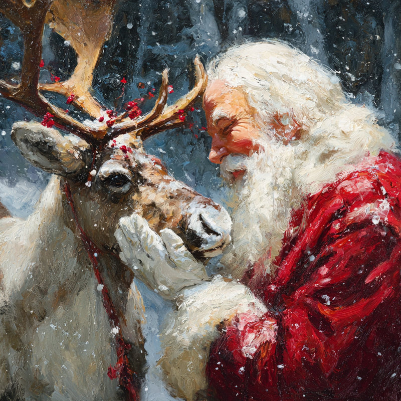 Christmas Reindeer Companion Canvas, 20" H x 20" W