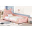 Lit de jour simple tapissier avec oreilles de carton, rose