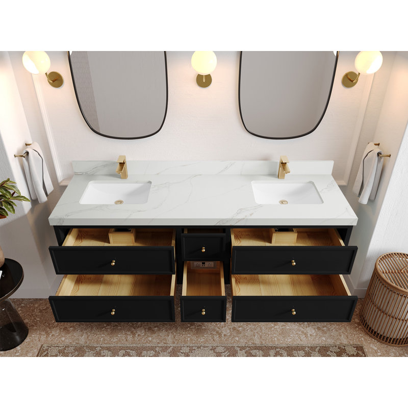 Meuble-lavabo double 72 po Roswell, Sienne Calacatta