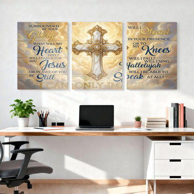 «Entouré de votre gloire», ensemble de 3 reproductions d'art sur toile tendues sur toile