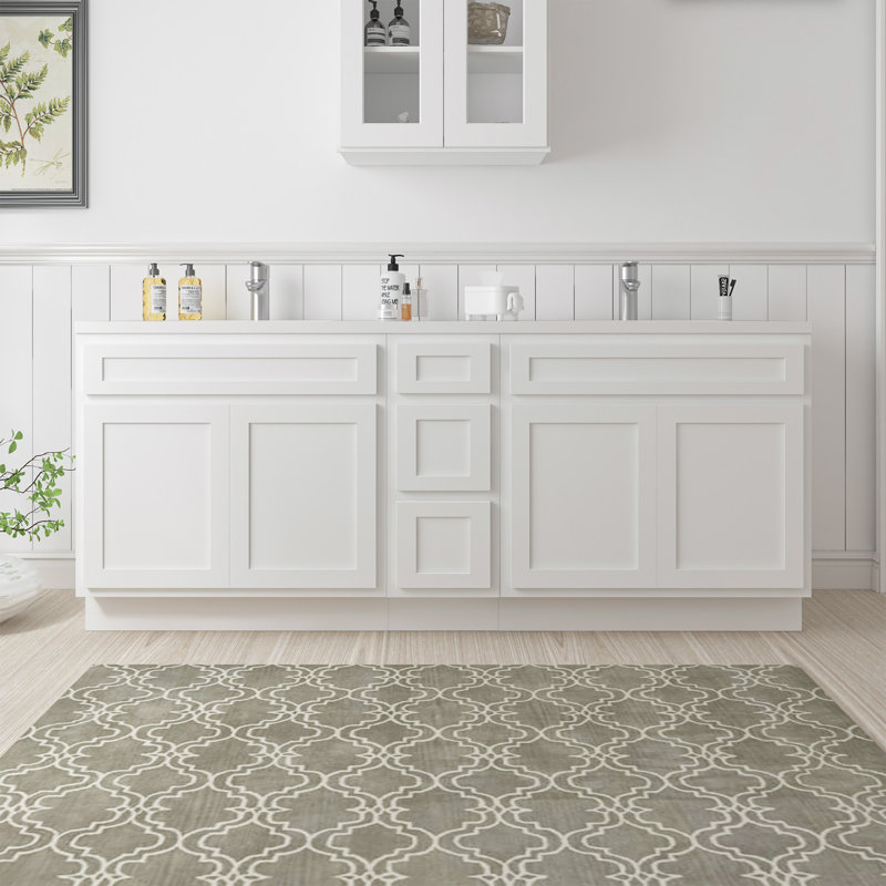 90'' Double Bathroom Vanity Base Only, White