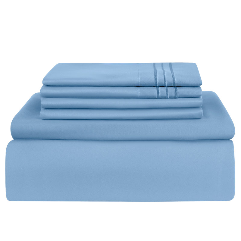 Lux Decor 6-Piece Ultra-Soft Microfiber Sheet Set Deep Pocket Fitted Sheet, Wrinkle & Fade-Resistant, Hotel Quality Bedding